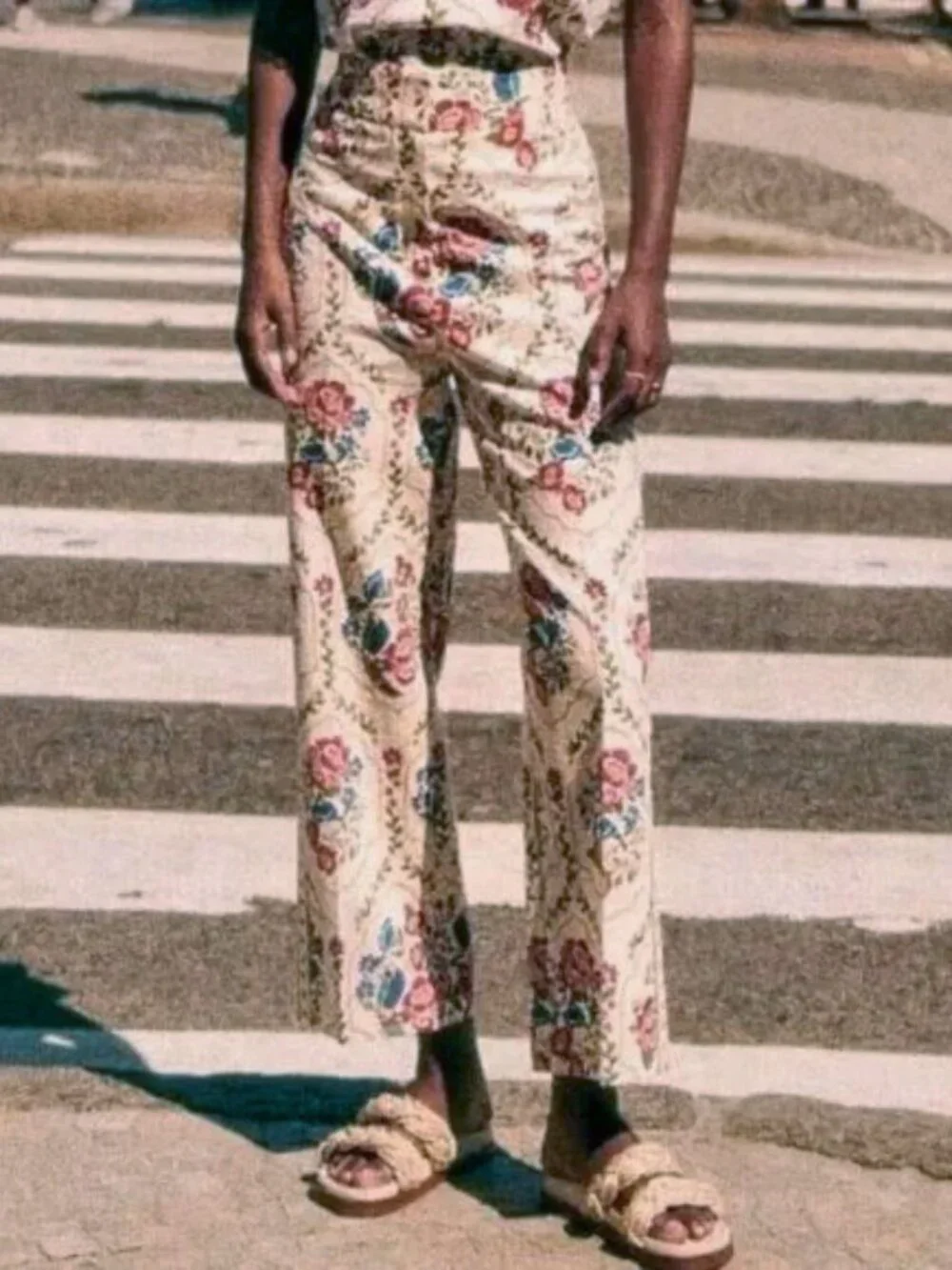 Last Call! New Sézane x Farm Rio Tiago Linen Cotton Floral Cropped Pant 42, 10